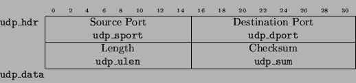 \begin{displaymath}
\begin{tabular}{l\vert cccccccccccccccccccccccccccccccc\vert...
...e{2-33}
\multicolumn{33}{l}{{\tt udp\_data}} \\
\end{tabular}\end{displaymath}